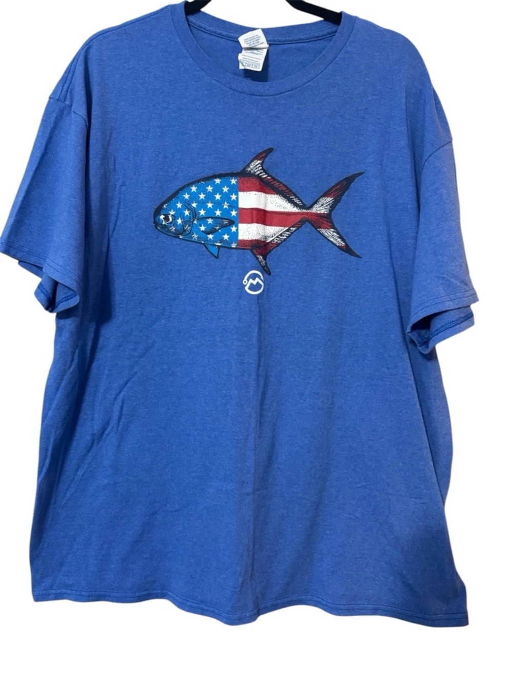 Delta Pro Weight American Flag Fishing Graphic T-Shirt Royal Blue - XL